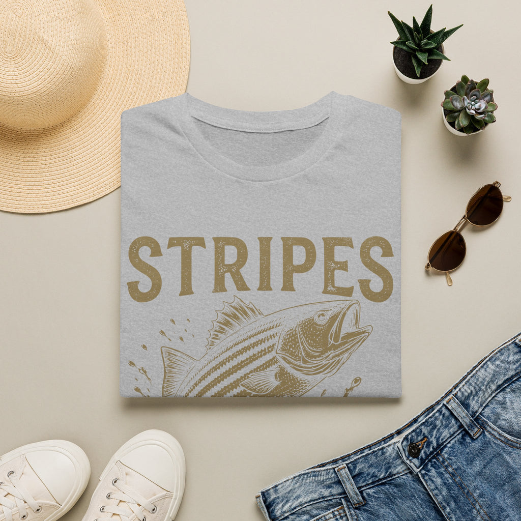 Striped Bass Fishing T-Shirt — "Stripes Look Good" Vintage Fish Tee