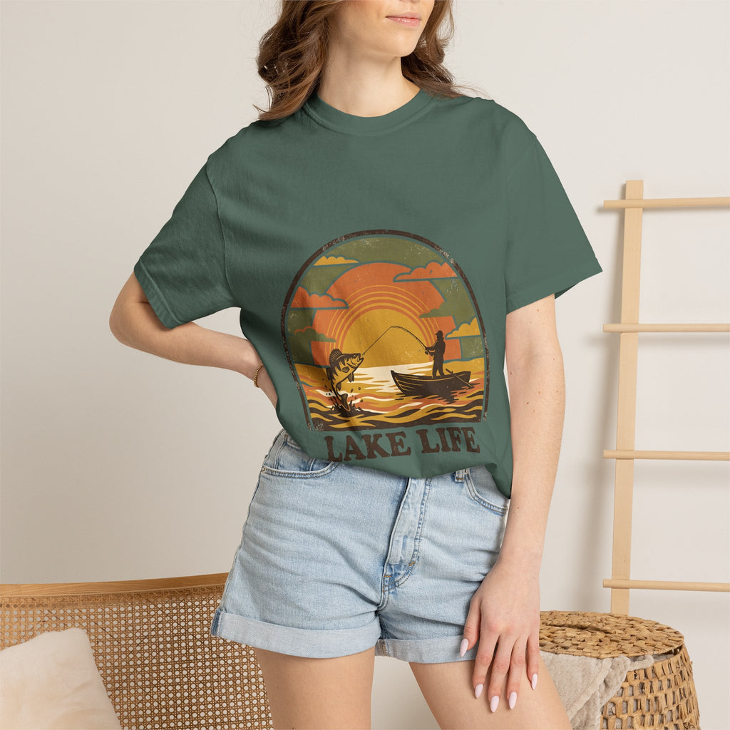 Lake Life T-Shirt — Retro Sunset Fishing Graphic Tee