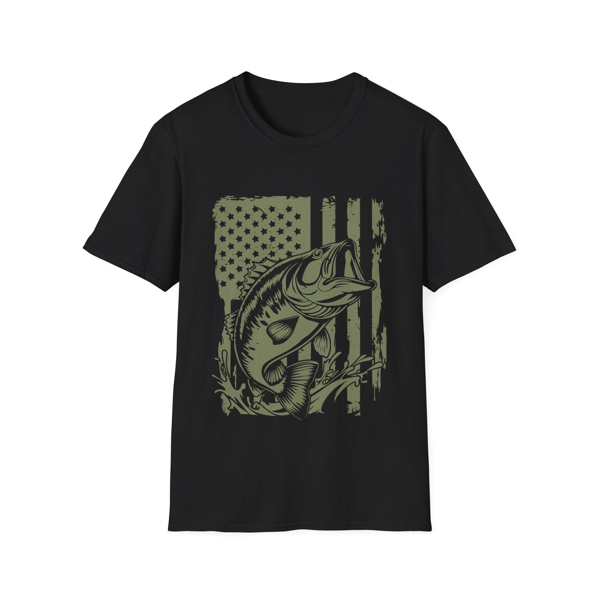 American Flag Bass Fishing T-Shirt