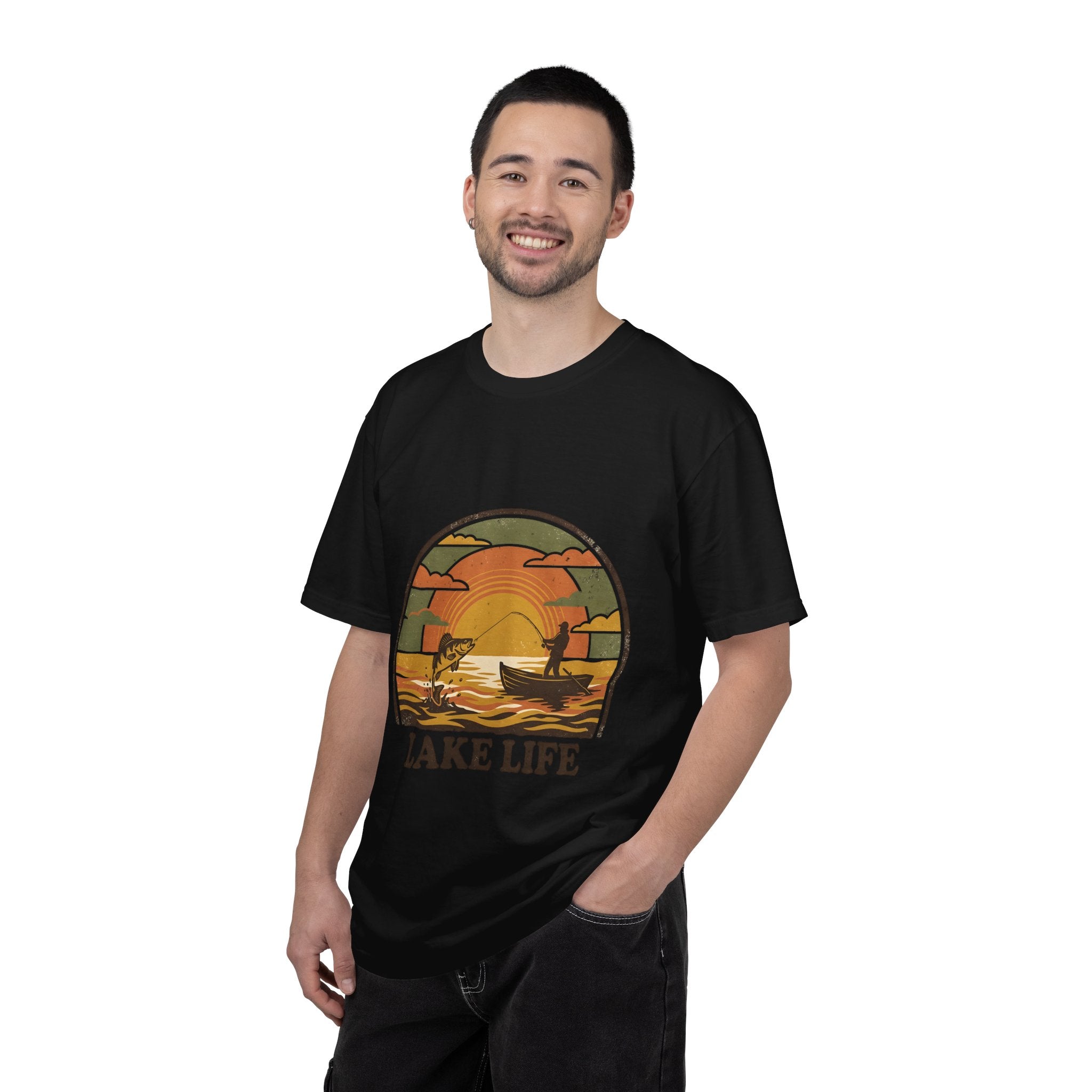 Lake Life T-Shirt — Retro Sunset Fishing Graphic Tee