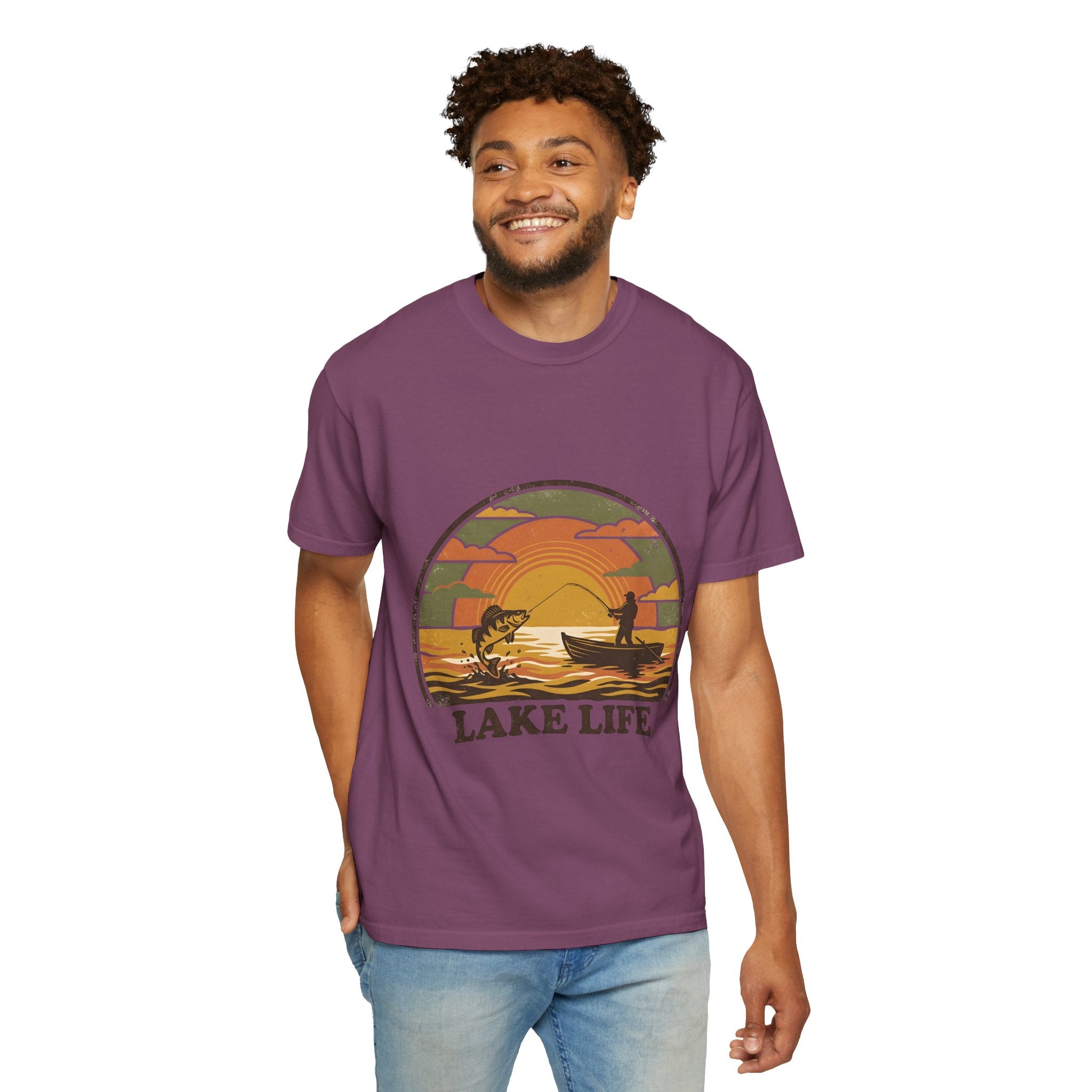 Lake Life T-Shirt — Retro Sunset Fishing Graphic Tee