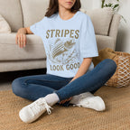 Striped Bass Fishing T-Shirt — "Stripes Look Good" Vintage Fish Tee