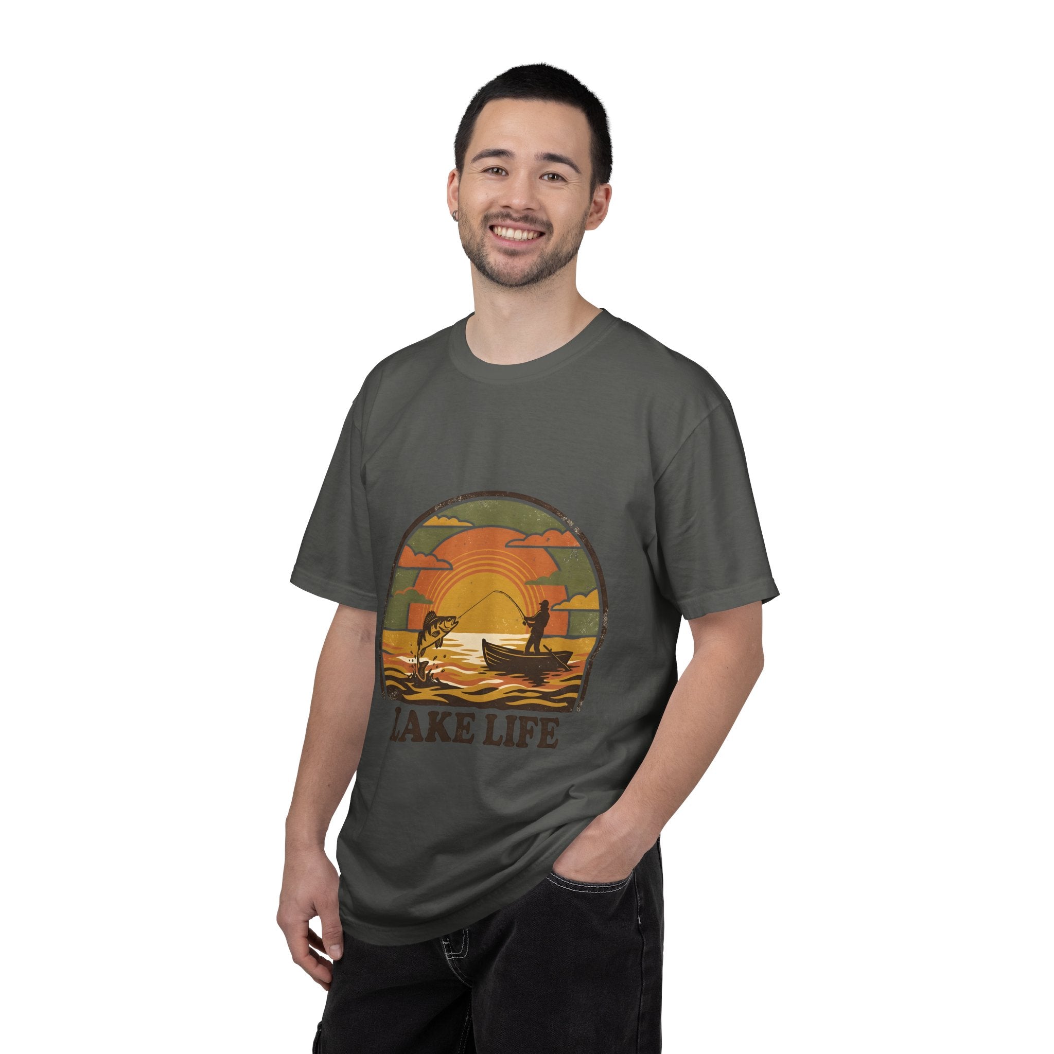 Lake Life T-Shirt — Retro Sunset Fishing Graphic Tee