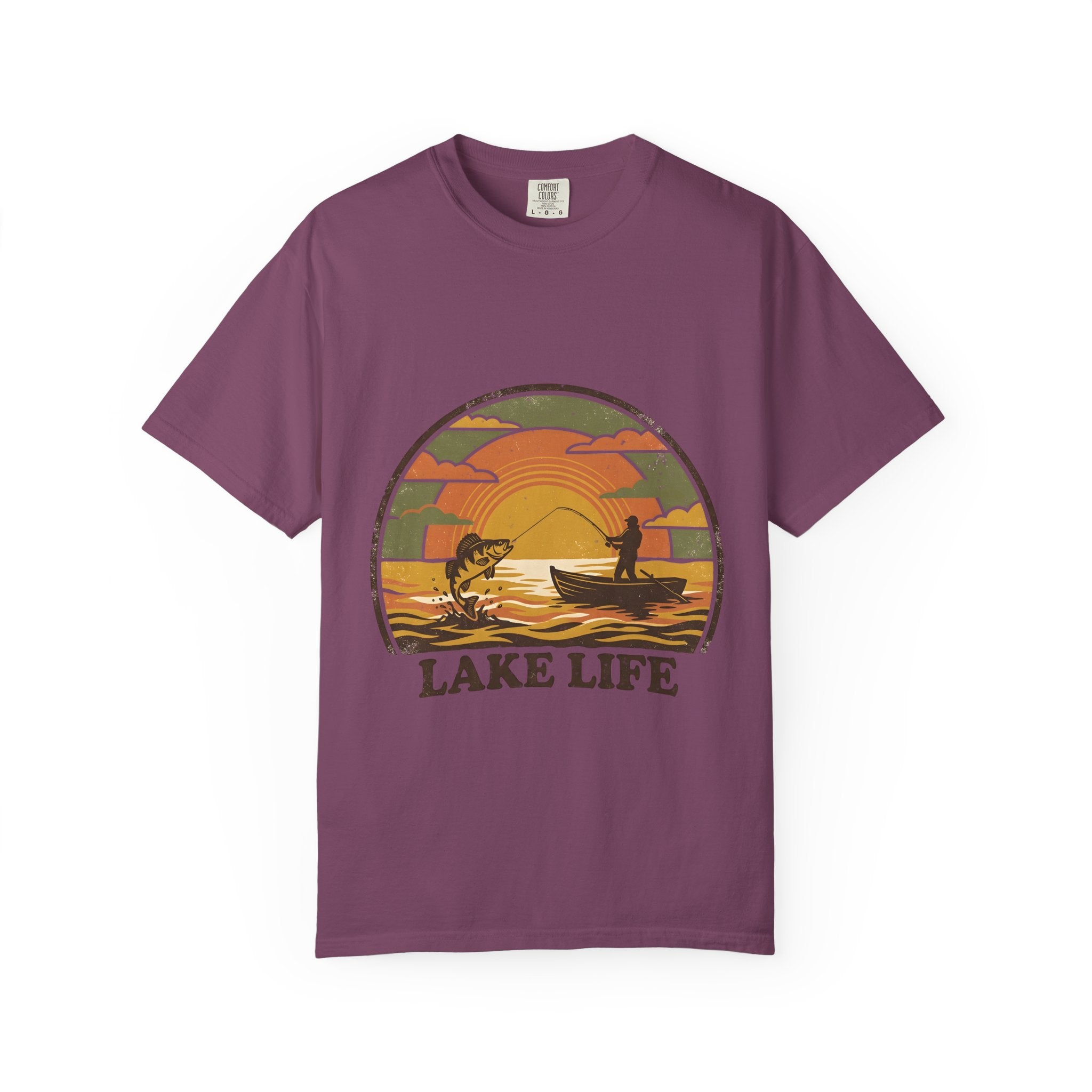 Lake Life T-Shirt — Retro Sunset Fishing Graphic Tee