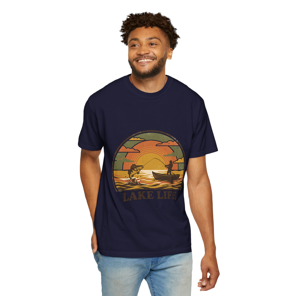 Lake Life T-Shirt — Retro Sunset Fishing Graphic Tee