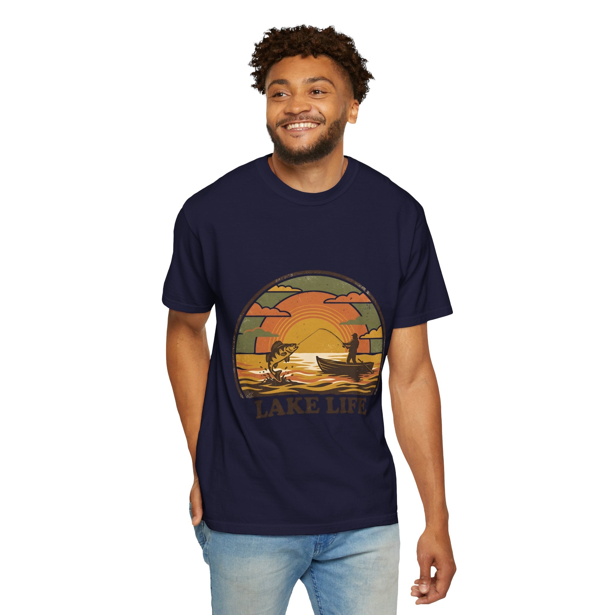 Lake Life T-Shirt — Retro Sunset Fishing Graphic Tee