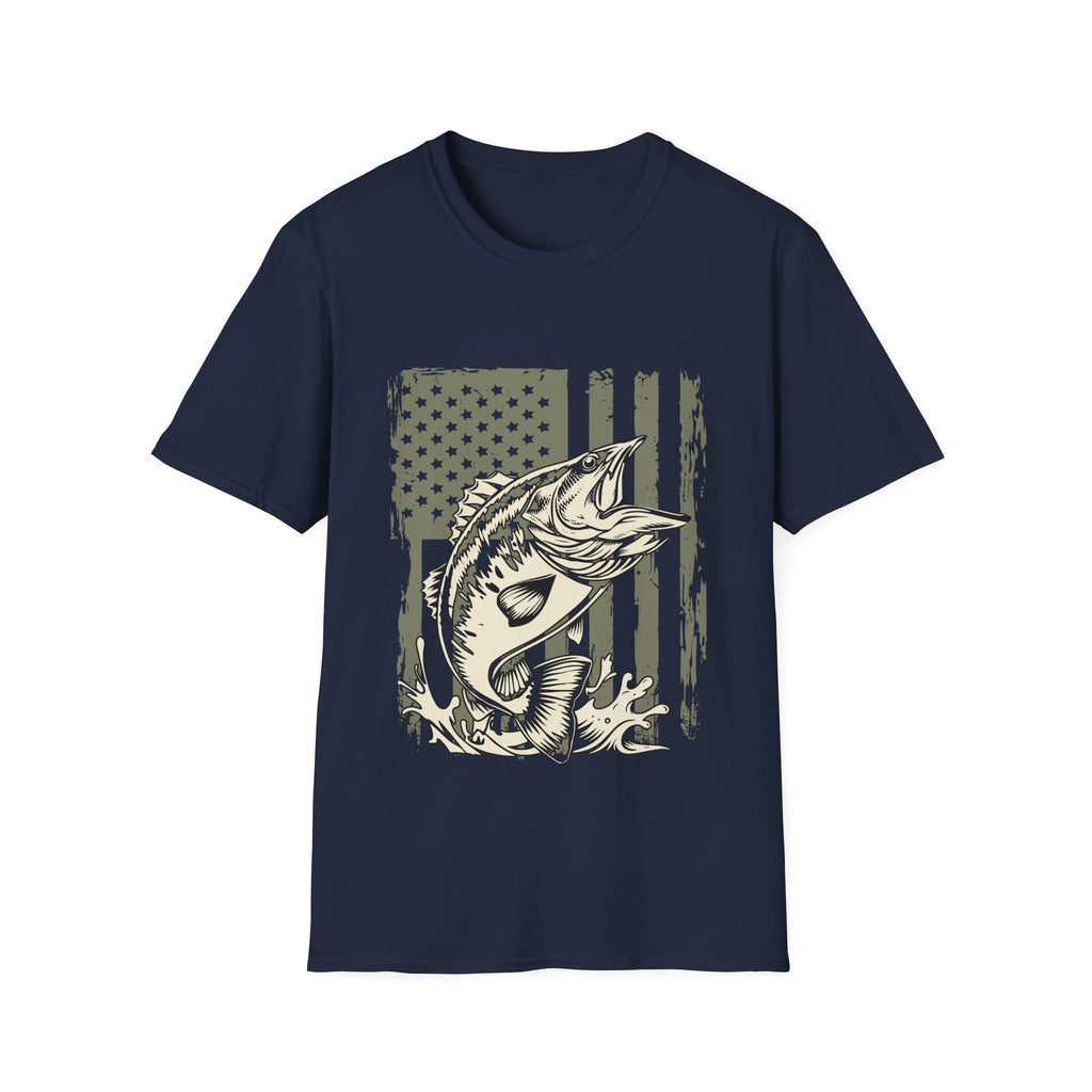 American Flag Bass Fishing T-Shirt – Patriotic Angler
