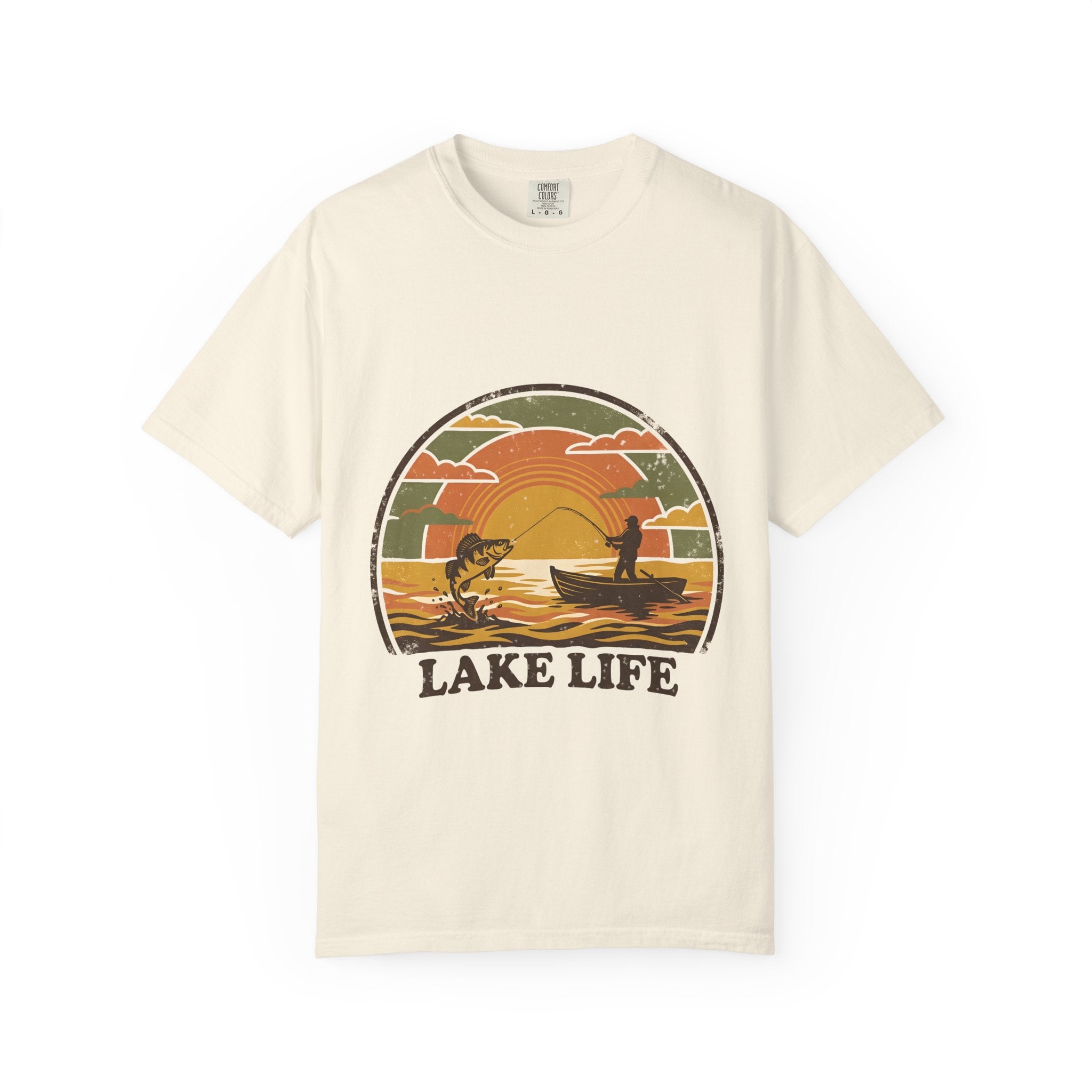 Lake Life T-Shirt — Retro Sunset Fishing Graphic Tee