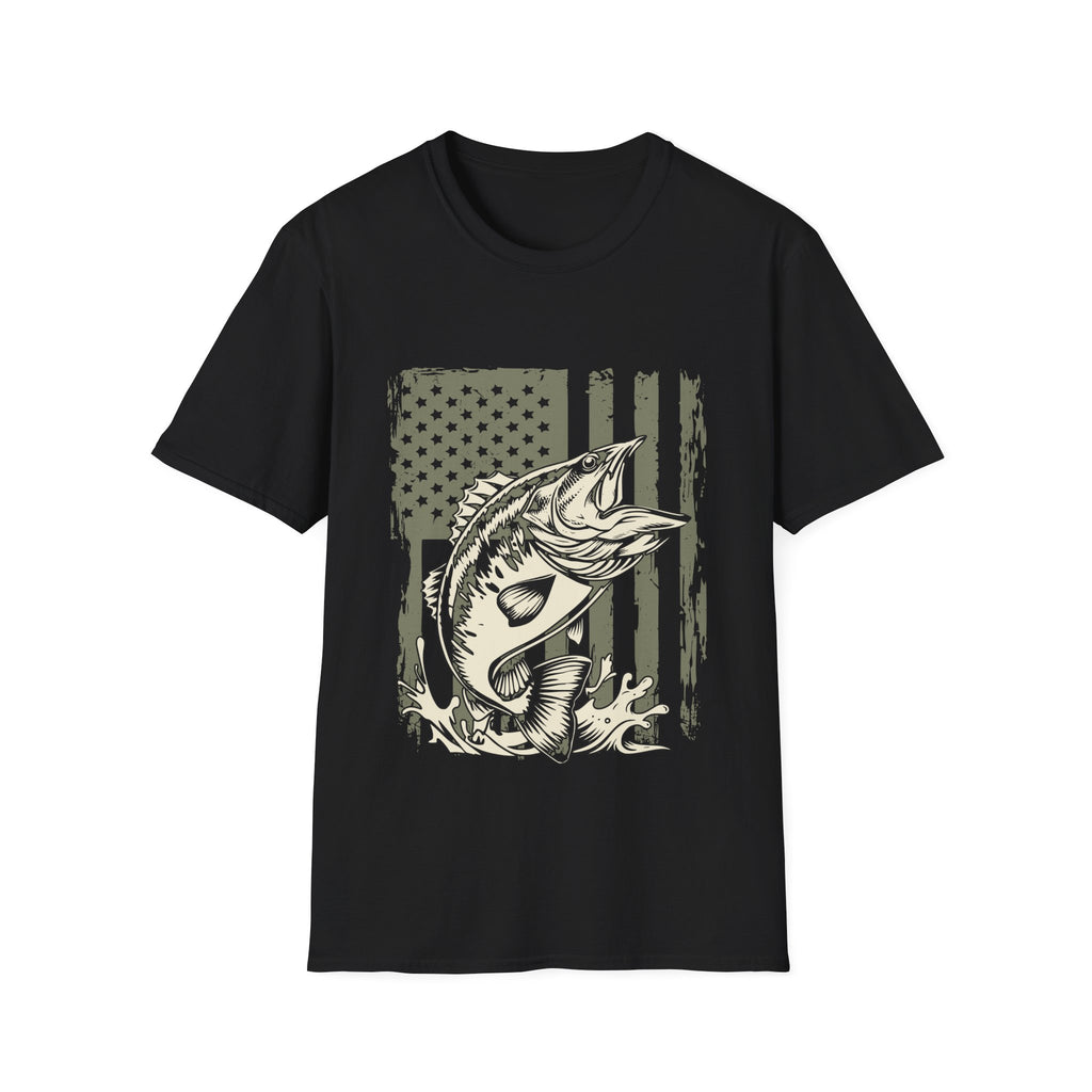 American Flag Bass Fishing T-Shirt – Patriotic Angler
