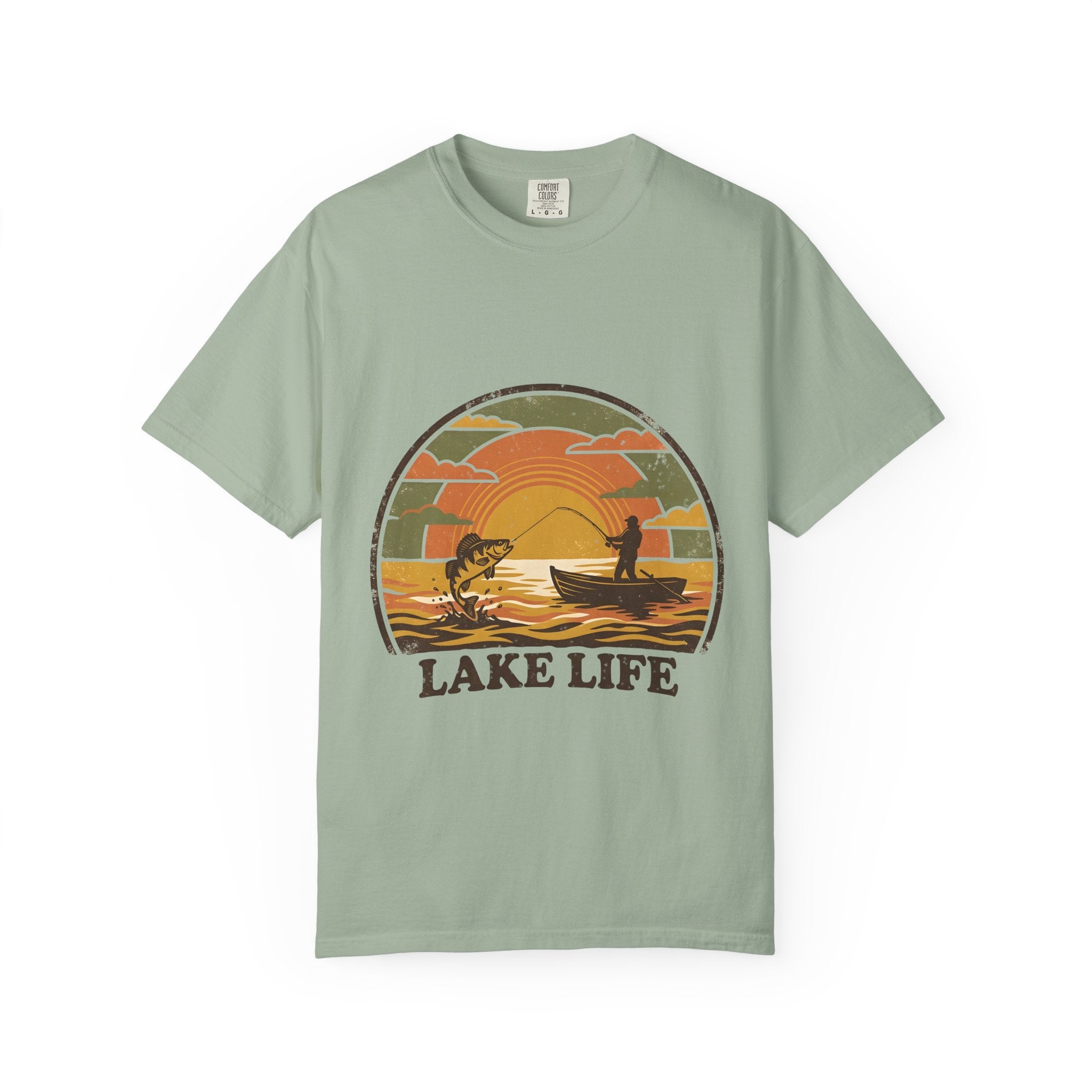 Lake Life T-Shirt — Retro Sunset Fishing Graphic Tee