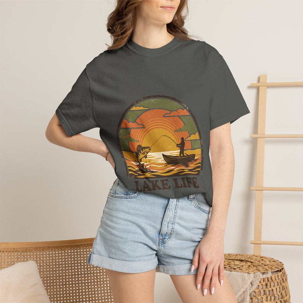 Lake Life T-Shirt — Retro Sunset Fishing Graphic Tee