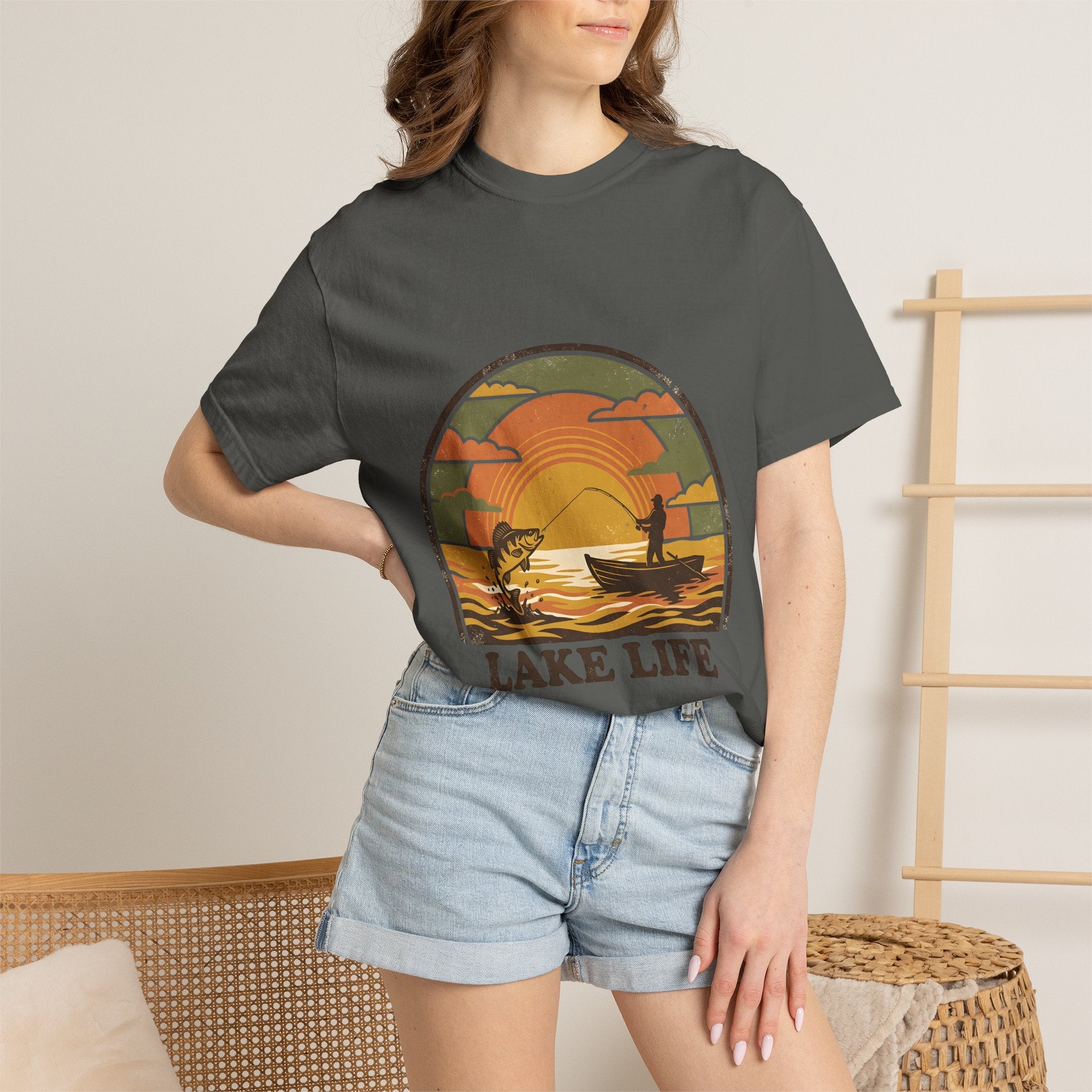 Lake Life T-Shirt — Retro Sunset Fishing Graphic Tee