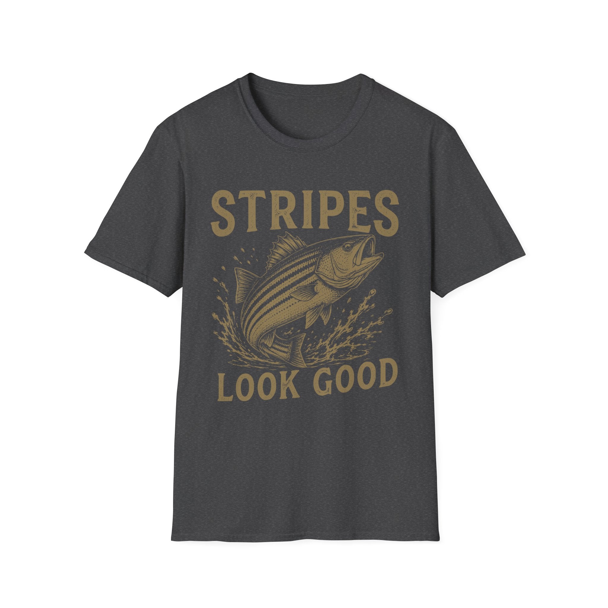 Striped Bass Fishing T-Shirt — "Stripes Look Good" Vintage Fish Tee