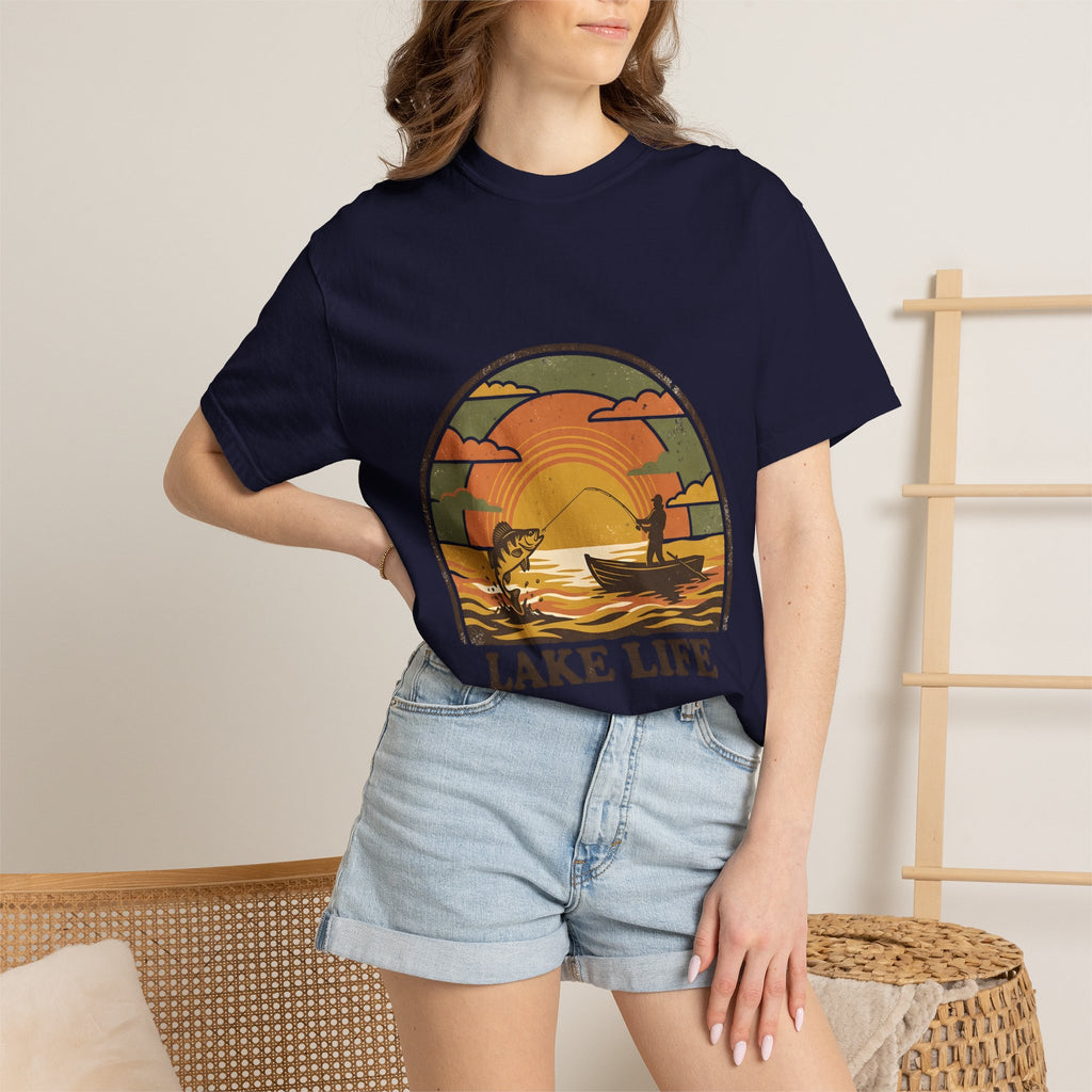 Lake Life T-Shirt — Retro Sunset Fishing Graphic Tee