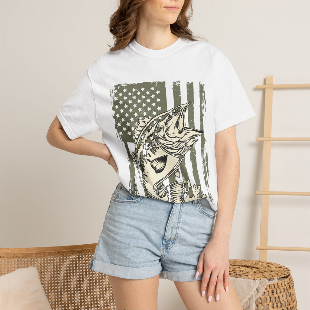 American Flag Largemouth Bass Fishing Shirt