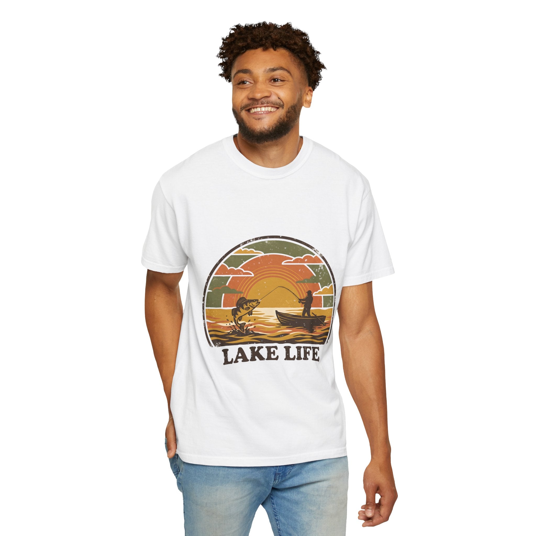 Lake Life T-Shirt — Retro Sunset Fishing Graphic Tee