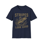 Striped Bass Fishing T-Shirt — "Stripes Look Good" Vintage Fish Tee