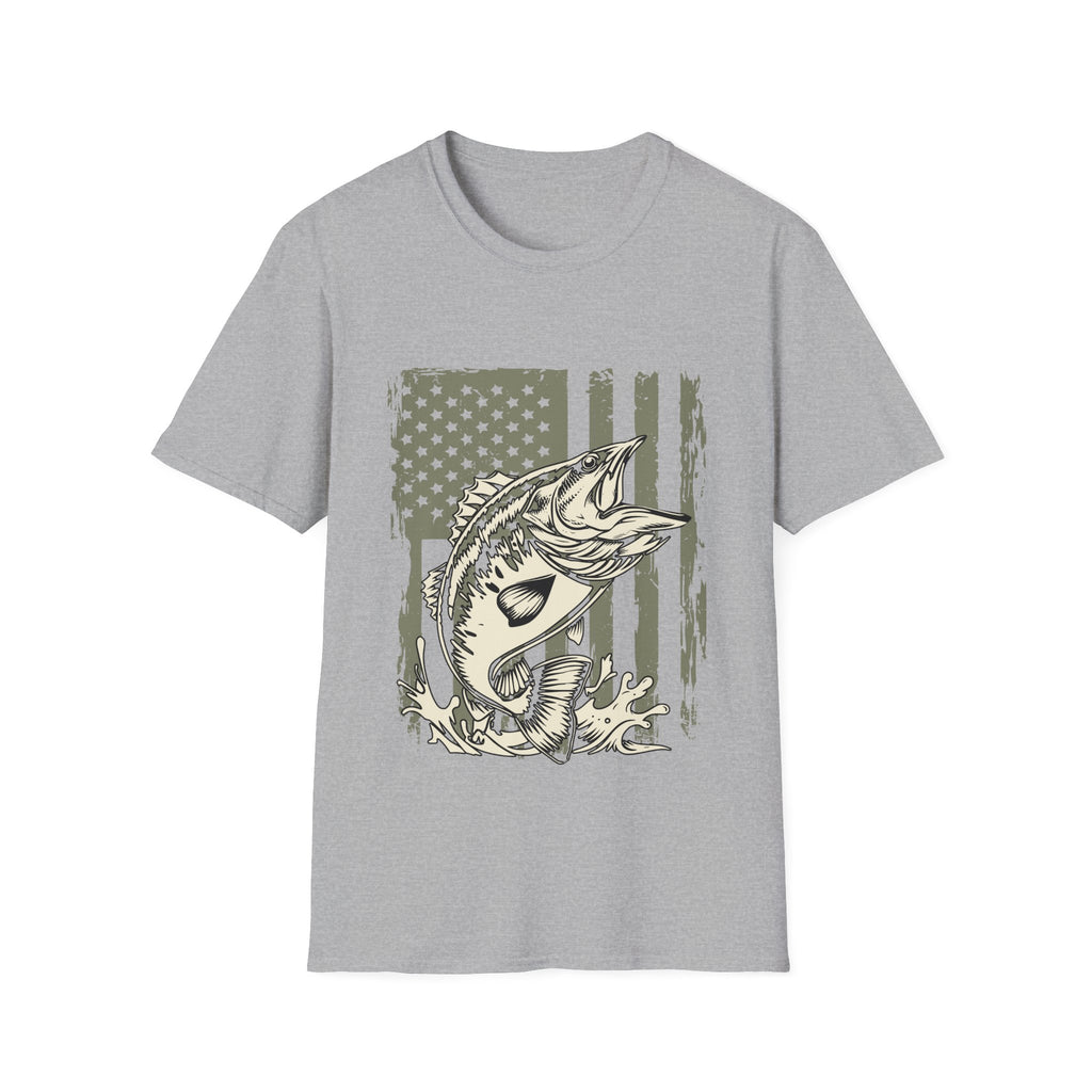 American Flag Bass Fishing T-Shirt – Patriotic Angler