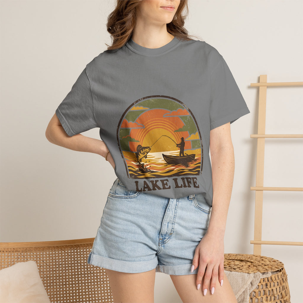 Lake Life T-Shirt — Retro Sunset Fishing Graphic Tee