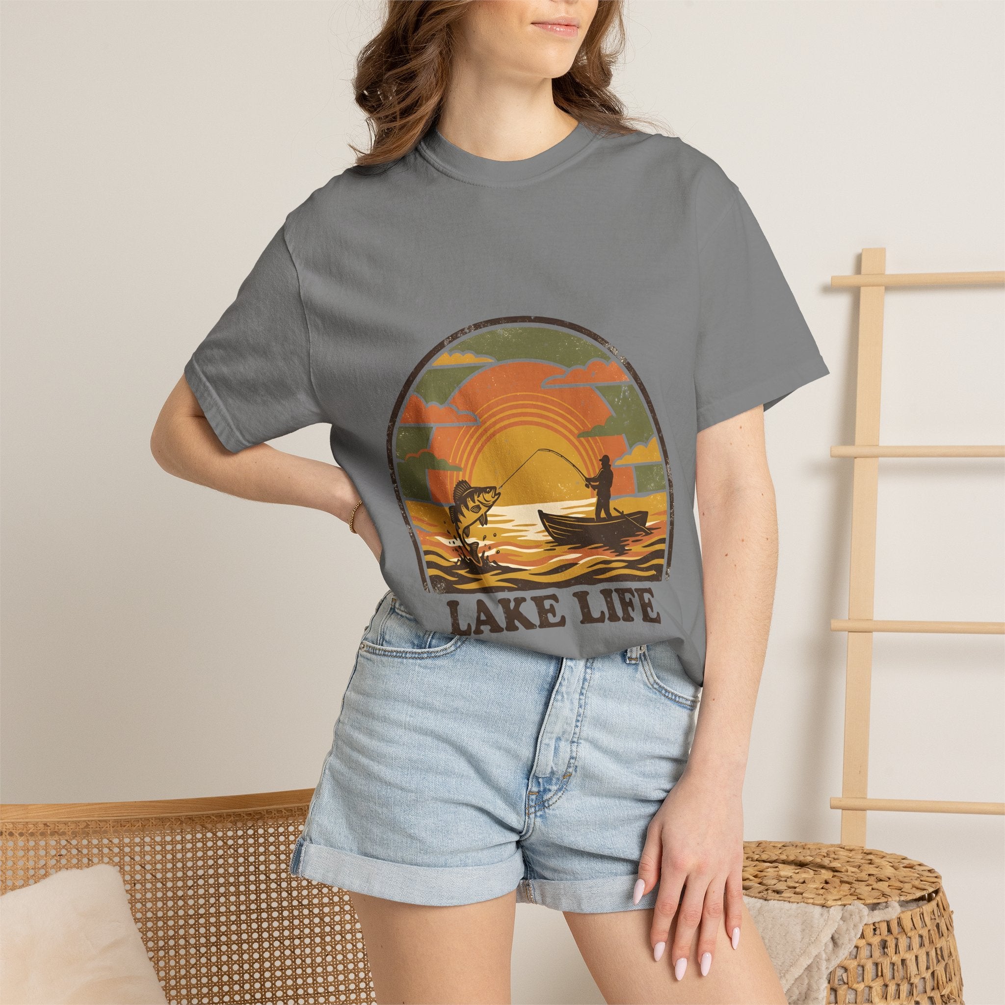 Lake Life T-Shirt — Retro Sunset Fishing Graphic Tee
