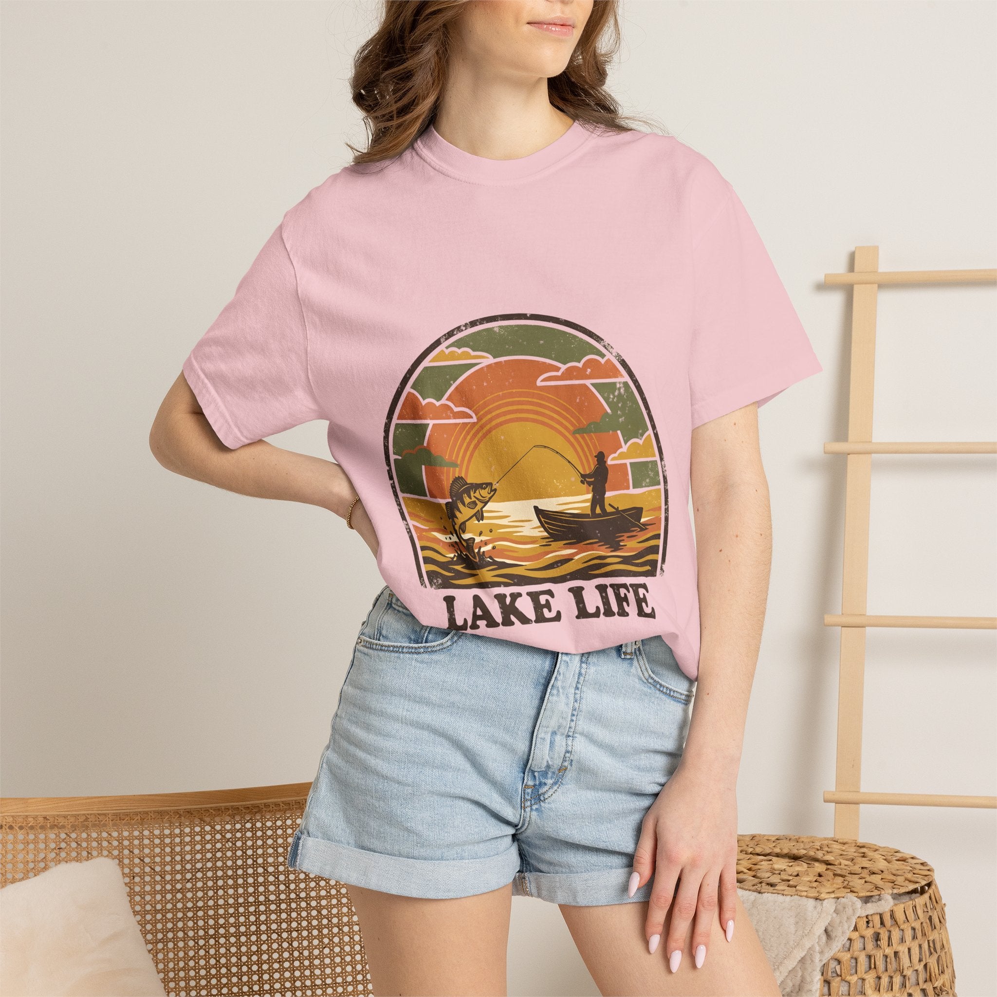 Lake Life T-Shirt — Retro Sunset Fishing Graphic Tee