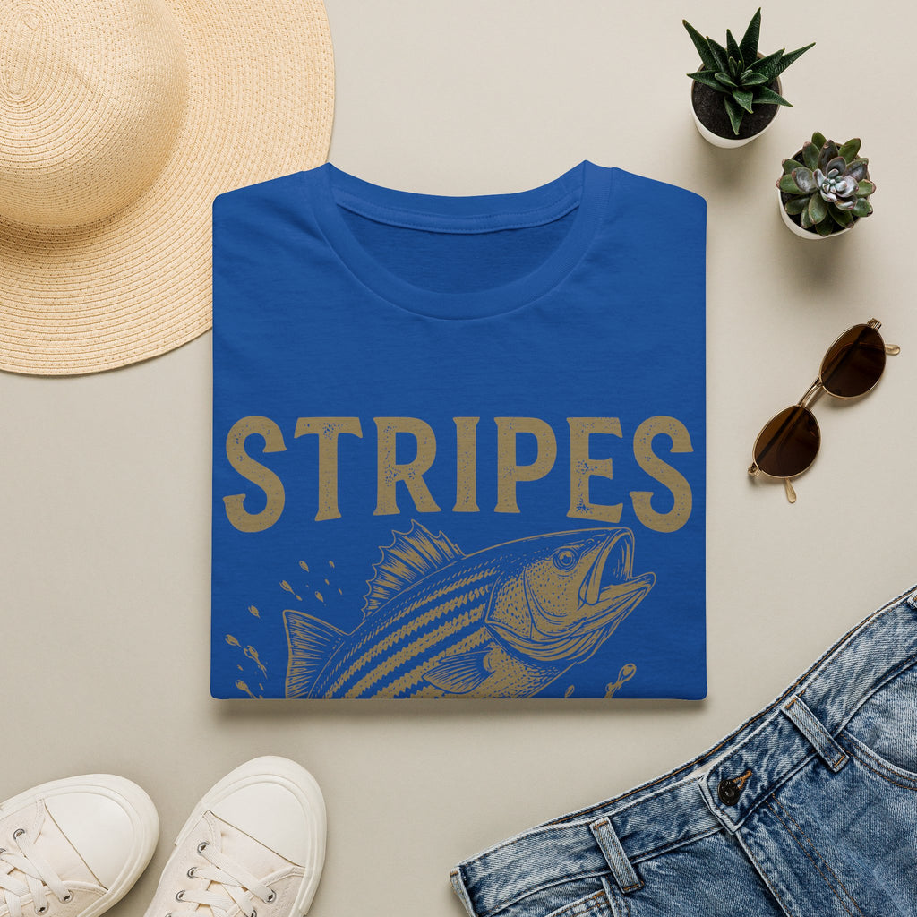 Striped Bass Fishing T-Shirt — "Stripes Look Good" Vintage Fish Tee