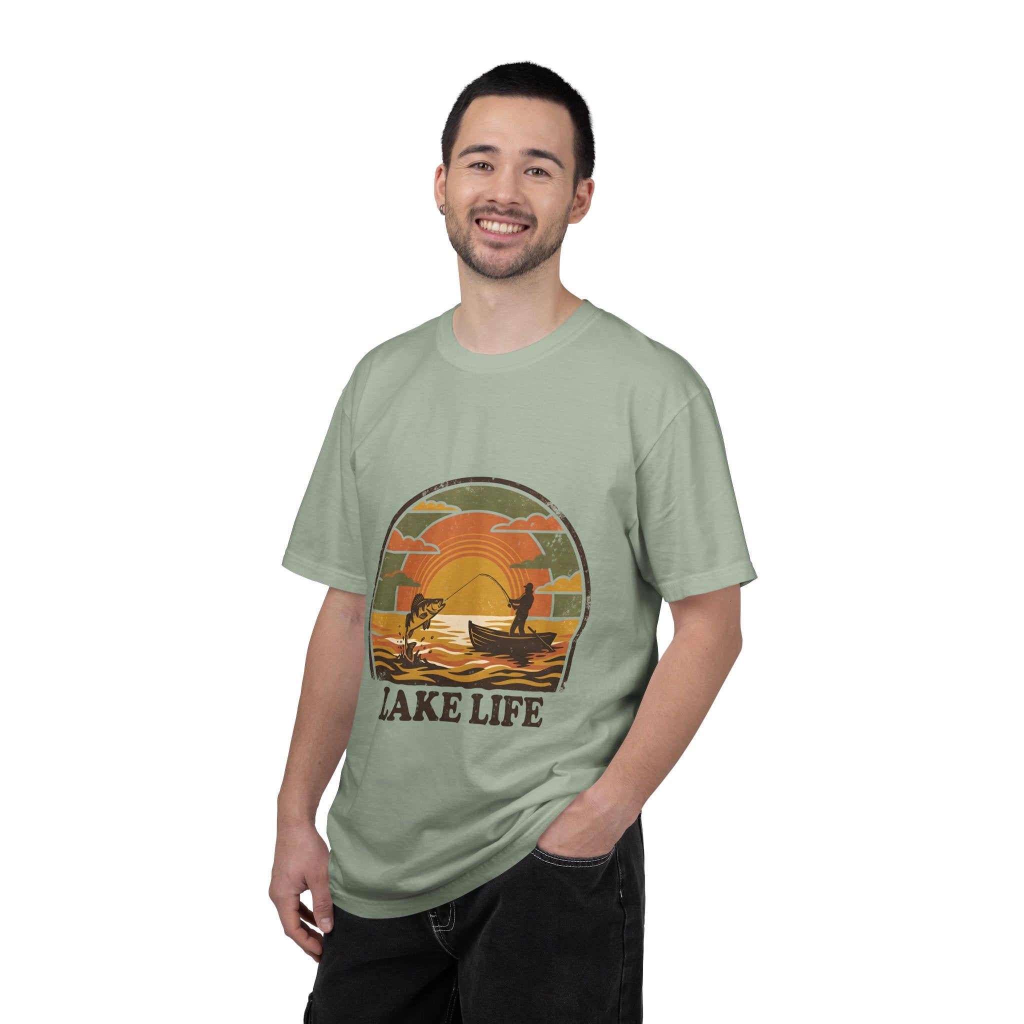 Lake Life T-Shirt — Retro Sunset Fishing Graphic Tee