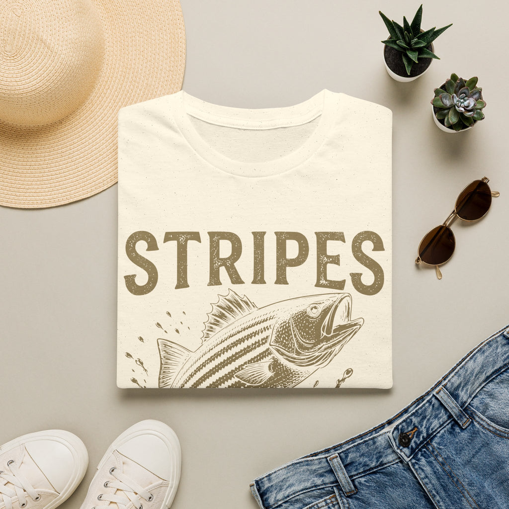 Striped Bass Fishing T-Shirt — "Stripes Look Good" Vintage Fish Tee