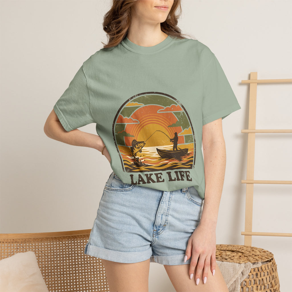 Lake Life T-Shirt — Retro Sunset Fishing Graphic Tee
