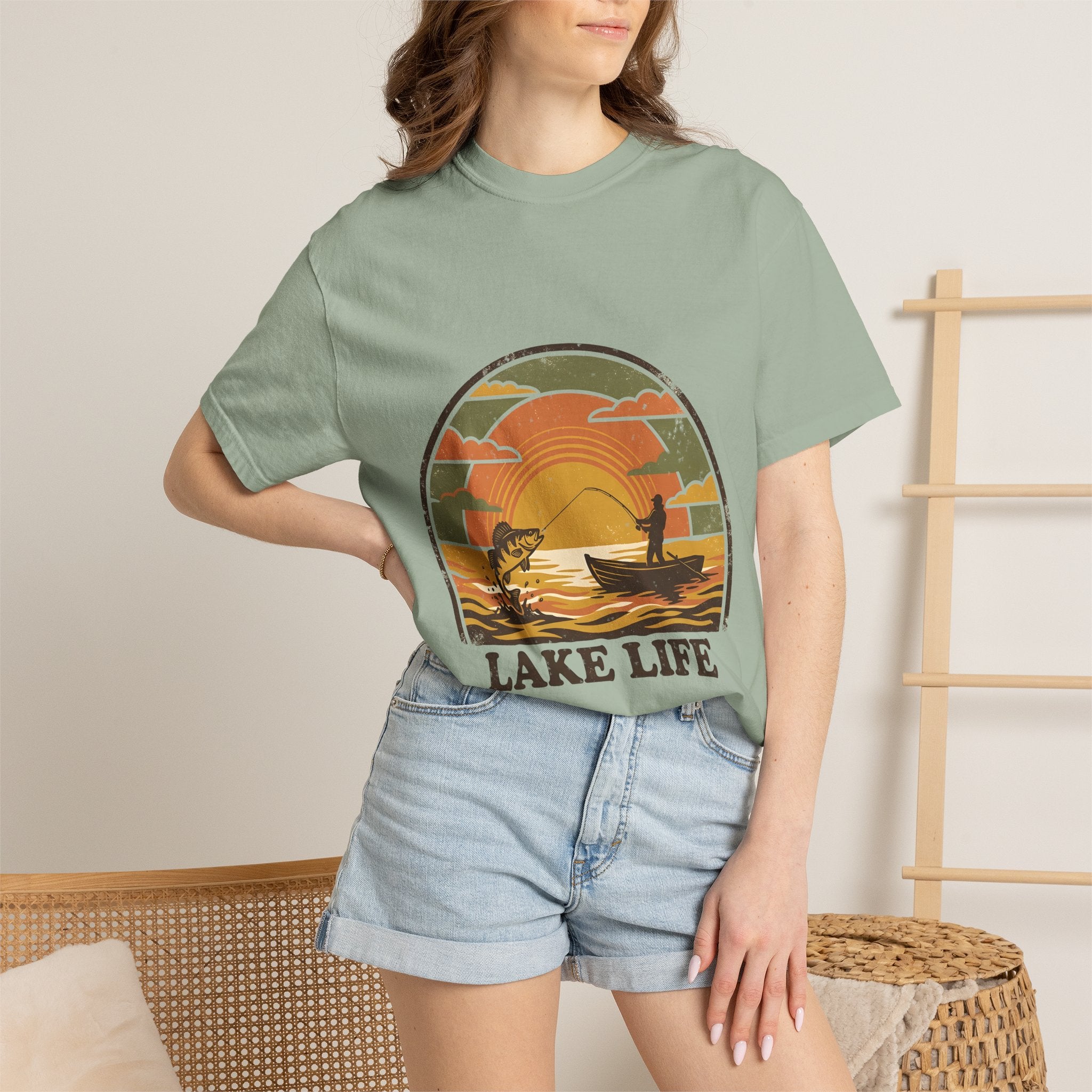 Lake Life T-Shirt — Retro Sunset Fishing Graphic Tee