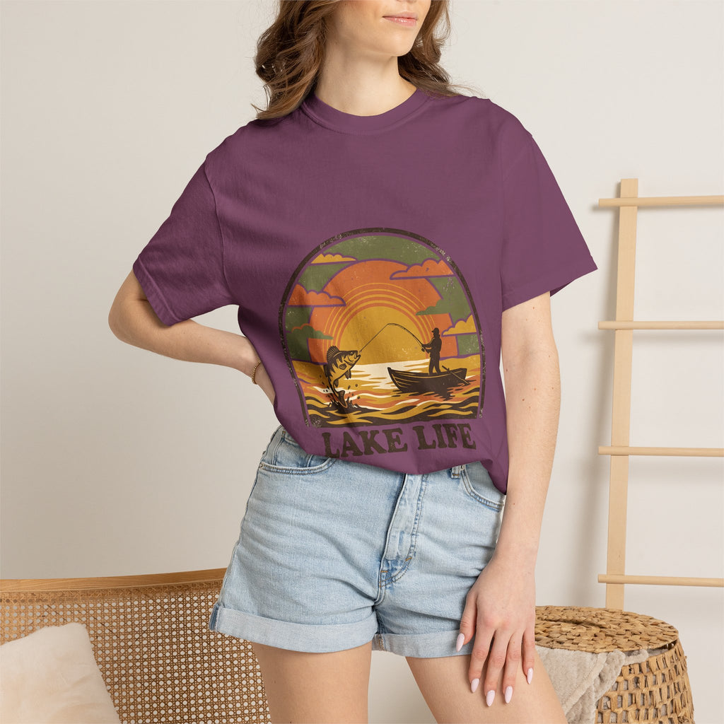 Lake Life T-Shirt — Retro Sunset Fishing Graphic Tee