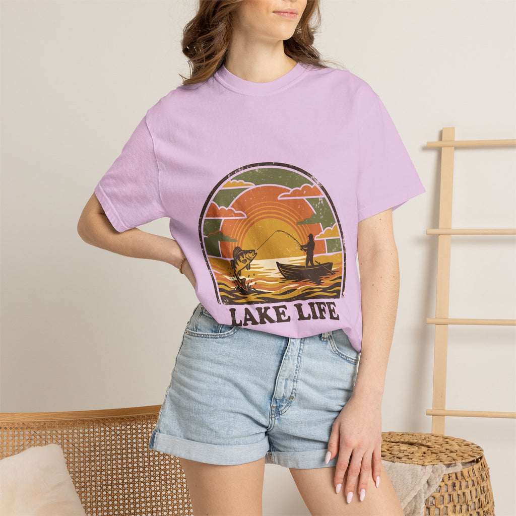 Lake Life T-Shirt — Retro Sunset Fishing Graphic Tee