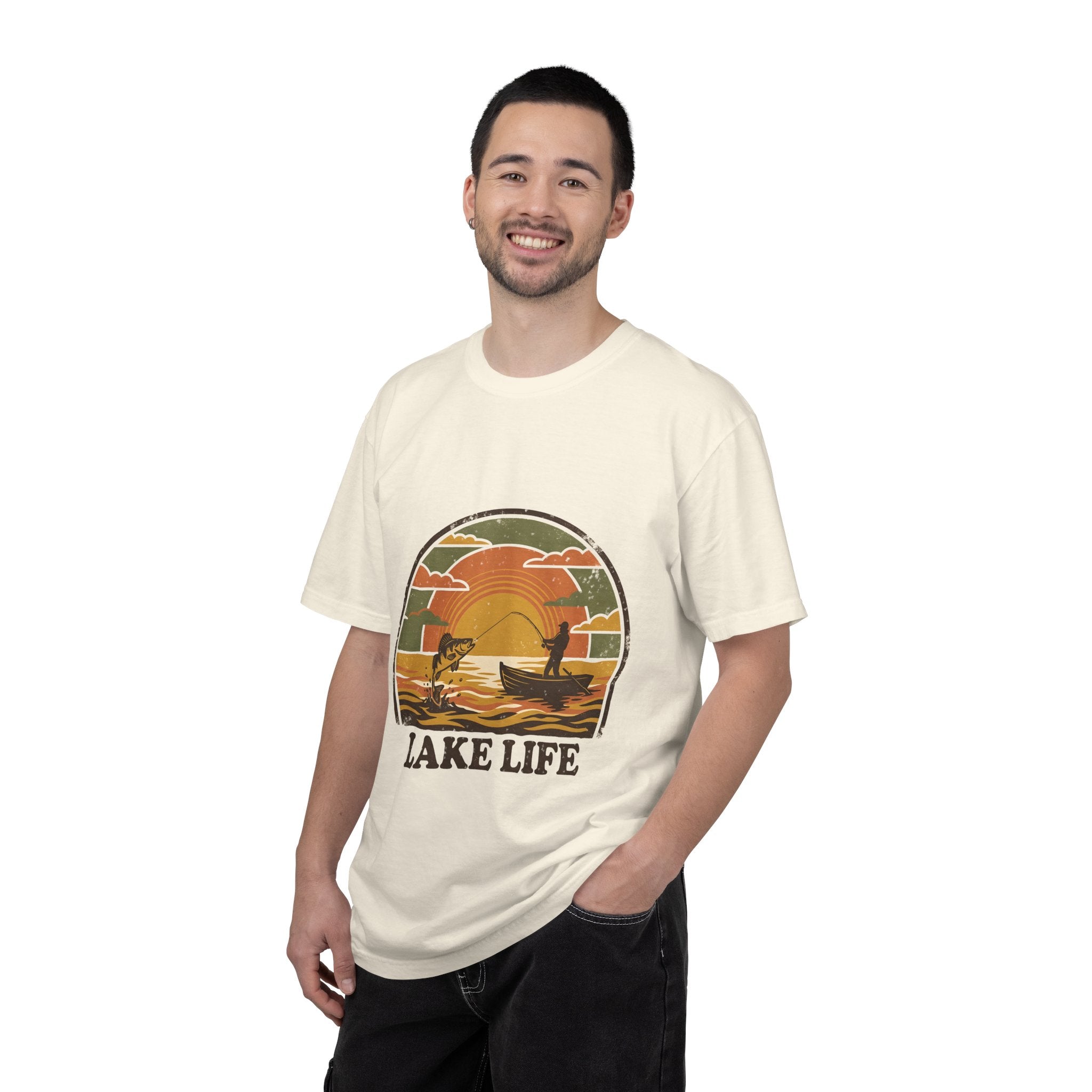 Lake Life T-Shirt — Retro Sunset Fishing Graphic Tee