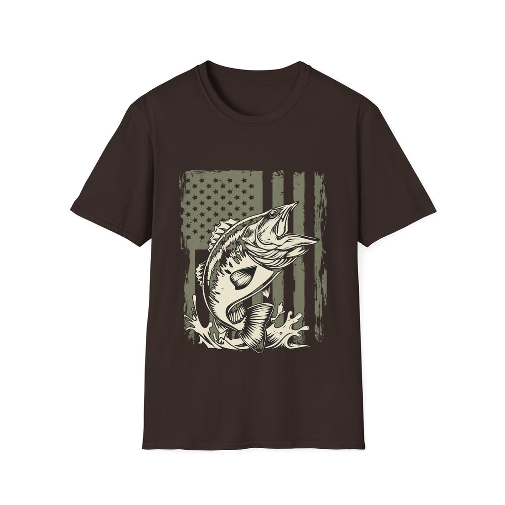 American Flag Bass Fishing T-Shirt – Patriotic Angler