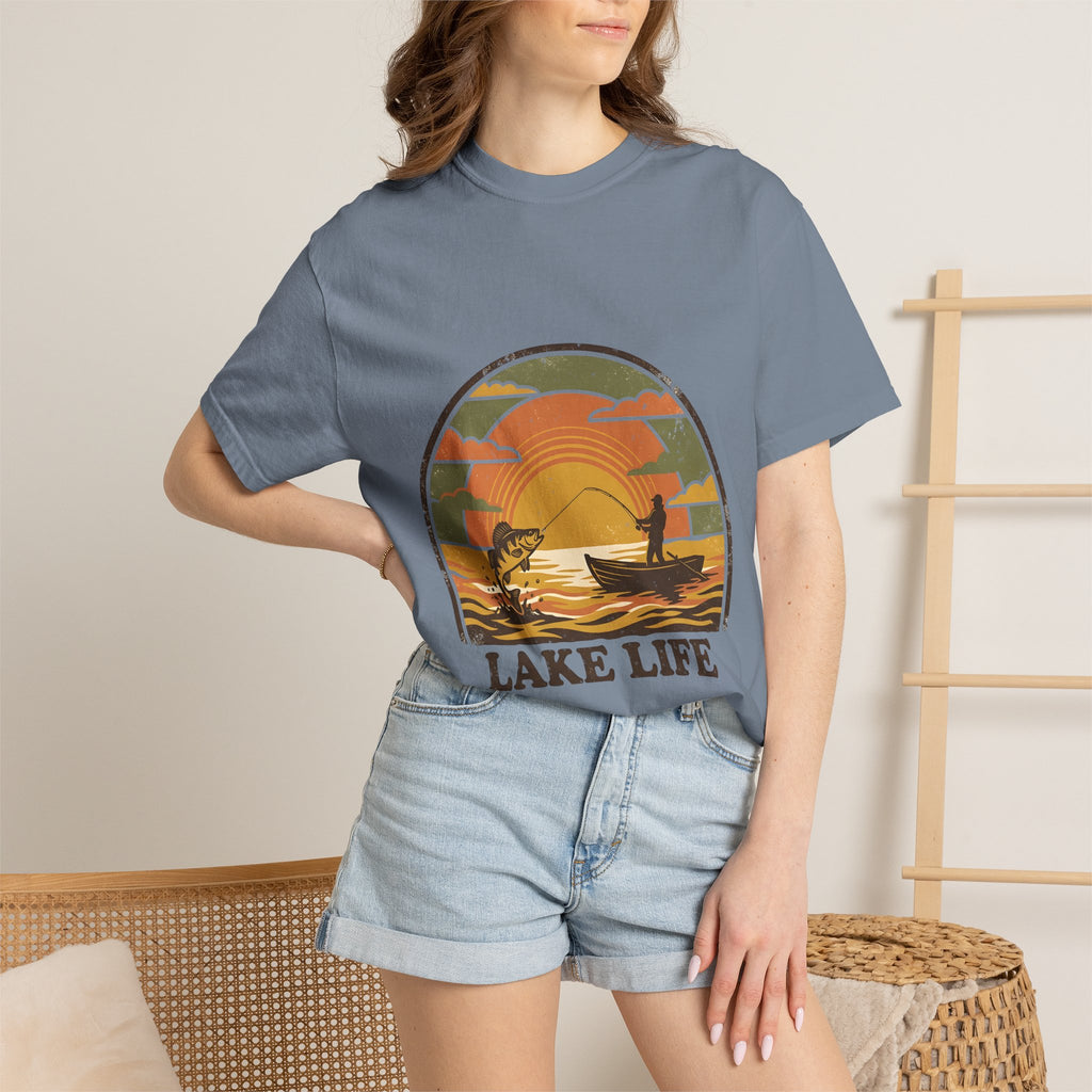 Lake Life T-Shirt — Retro Sunset Fishing Graphic Tee