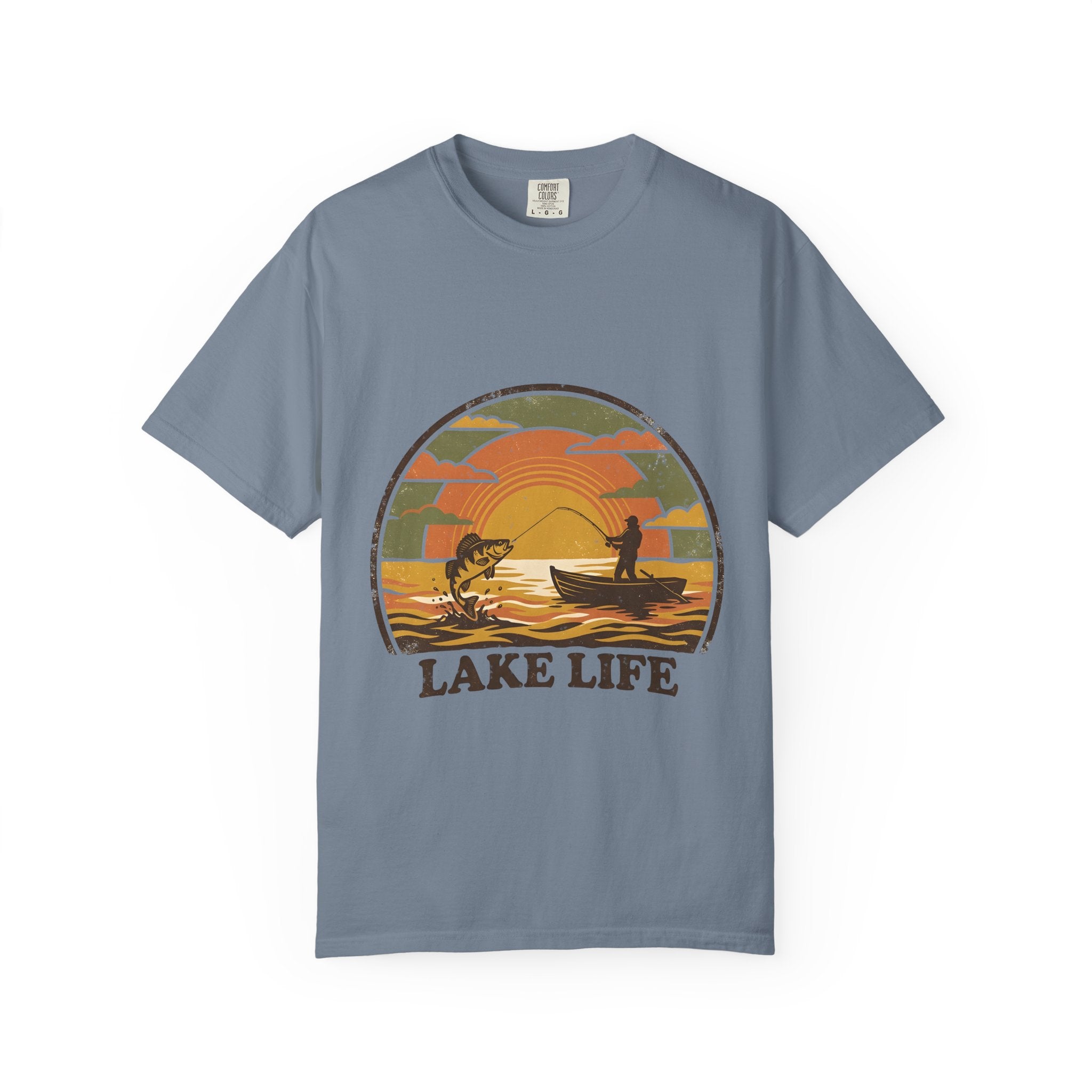 Lake Life T-Shirt — Retro Sunset Fishing Graphic Tee
