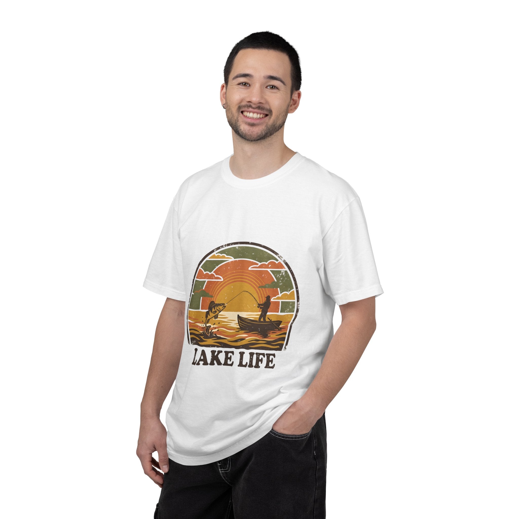 Lake Life T-Shirt — Retro Sunset Fishing Graphic Tee