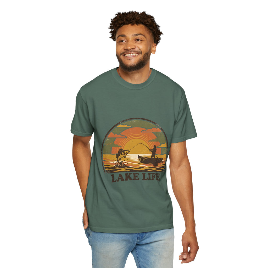Lake Life T-Shirt — Retro Sunset Fishing Graphic Tee