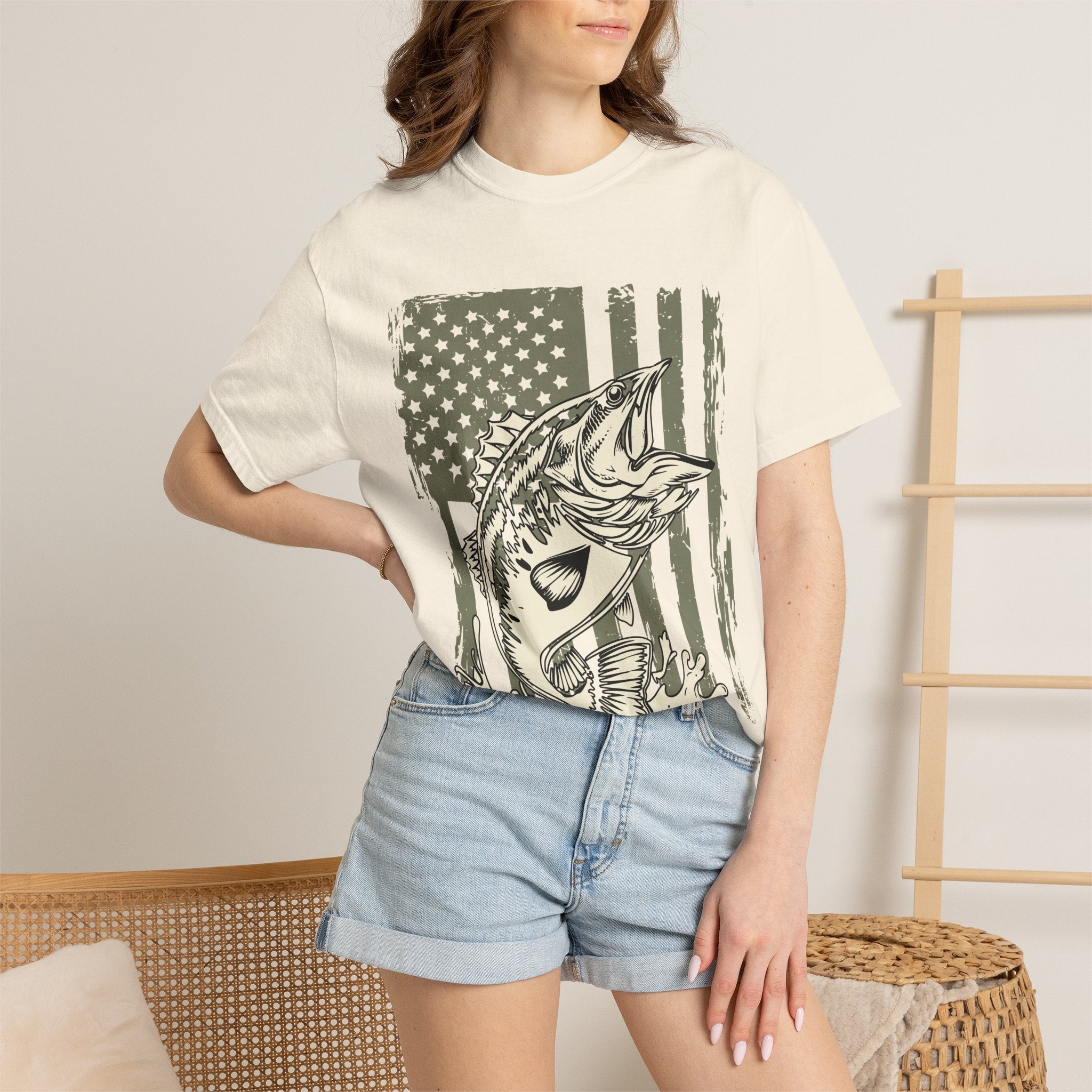 American Flag Largemouth Bass Fishing Shirt