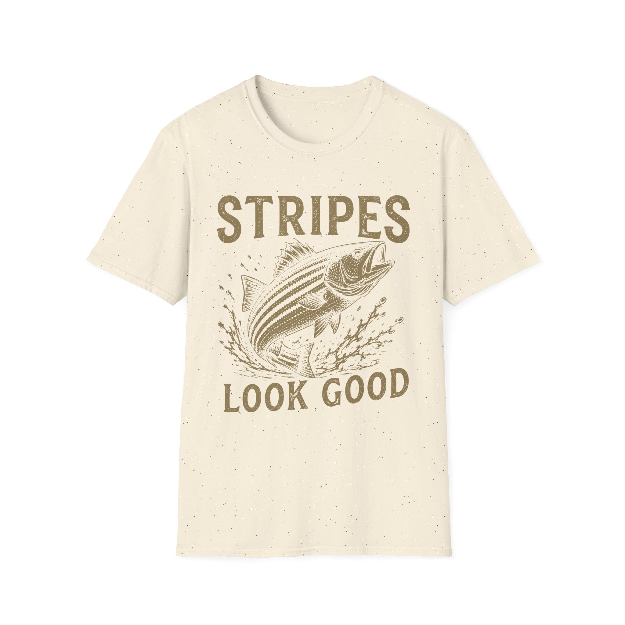 Striped Bass Fishing T-Shirt — "Stripes Look Good" Vintage Fish Tee