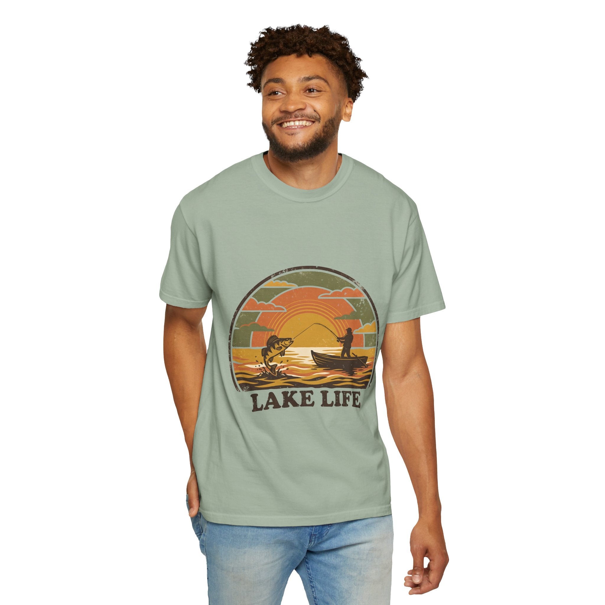 Lake Life T-Shirt — Retro Sunset Fishing Graphic Tee