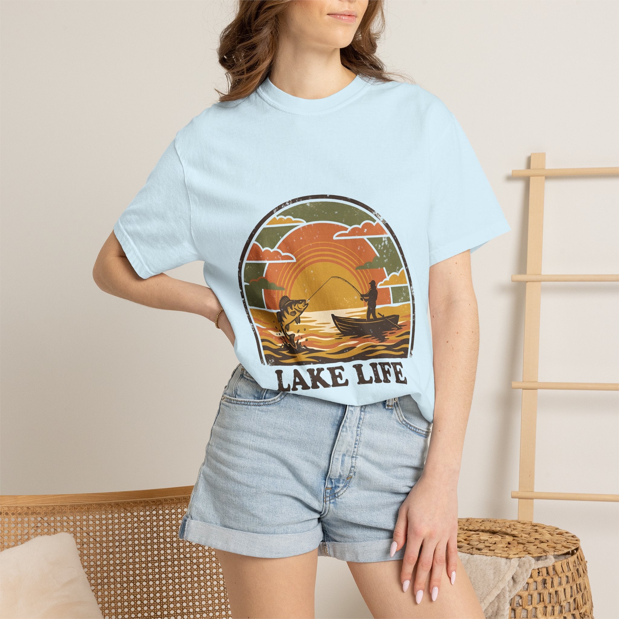 Lake Life T-Shirt — Retro Sunset Fishing Graphic Tee