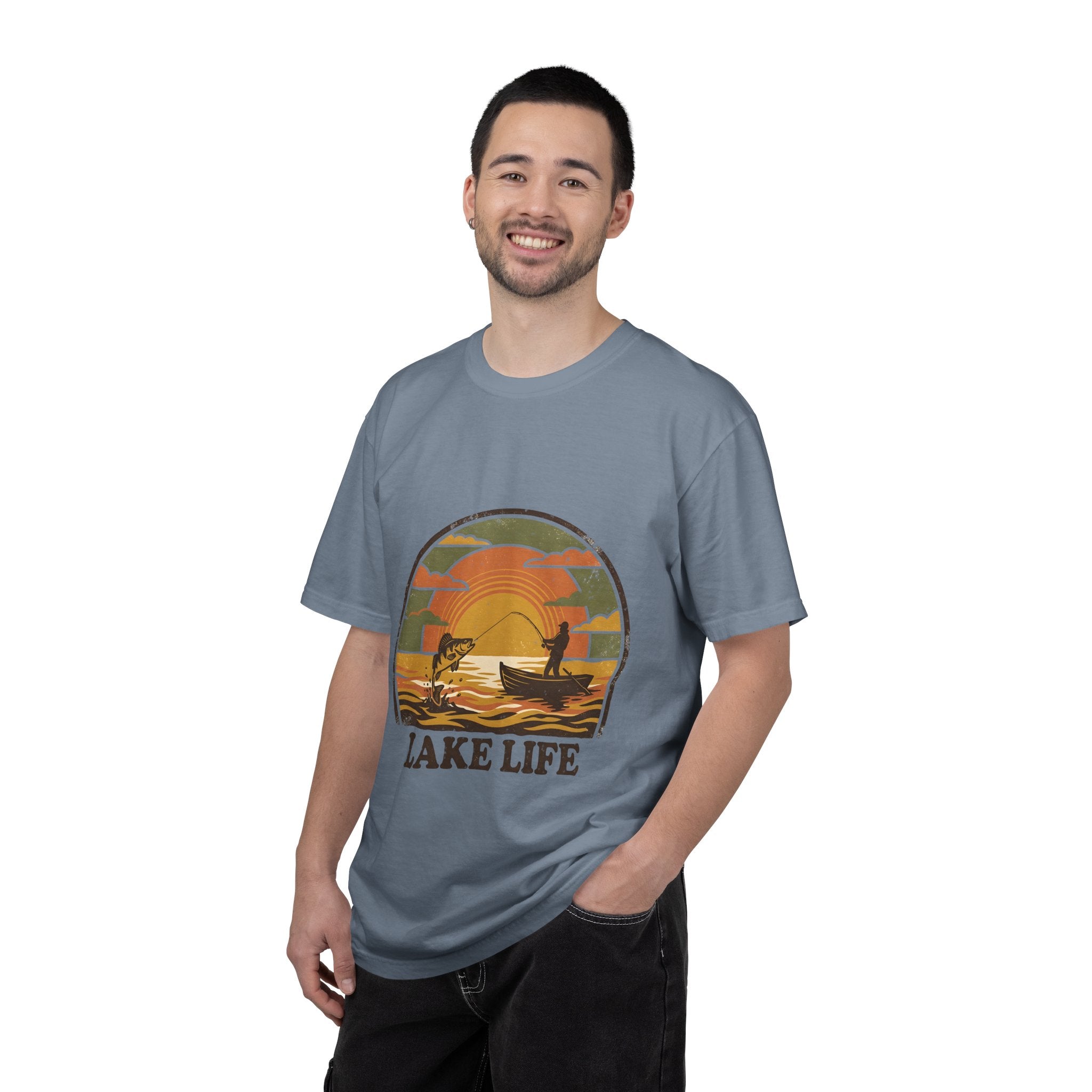 Lake Life T-Shirt — Retro Sunset Fishing Graphic Tee