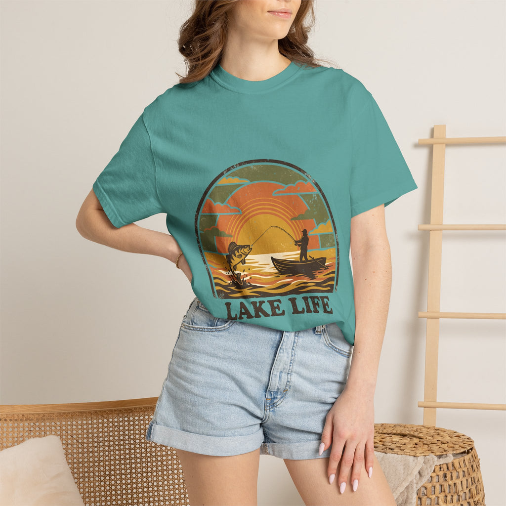 Lake Life T-Shirt — Retro Sunset Fishing Graphic Tee