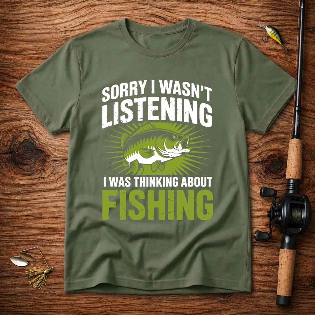Thinking About Fishing Funny T-Shirt
