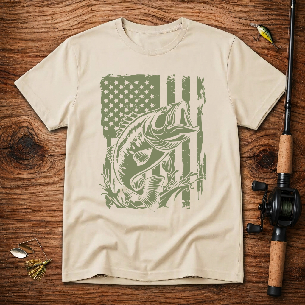 American Flag Bass Fishing T-Shirt