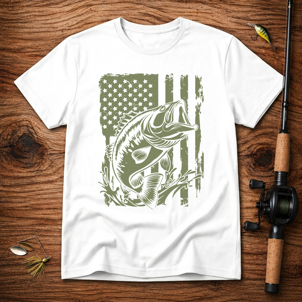 American Flag Bass Fishing T-Shirt
